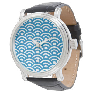 Reloj De Pulsera Seigaiha, olas, japonés, azul y blanco