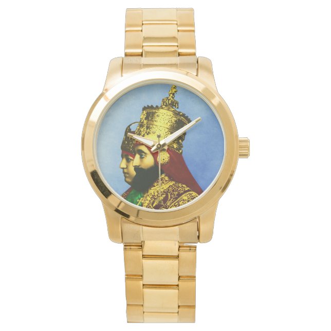 Reloj De Pulsera Selassie Rasta Reggae Ethiopia Gold Mens Watch (Anverso)