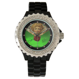 RELOJ DE PULSERA SELLO DE CERRADURA CARDÍACA DE ANGEL, MONOGRAMA DE