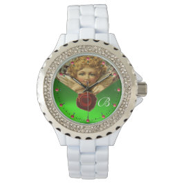 RELOJ DE PULSERA SELLO DE CERRADURA CARDÍACA DE ANGEL, MONOGRAMA DE