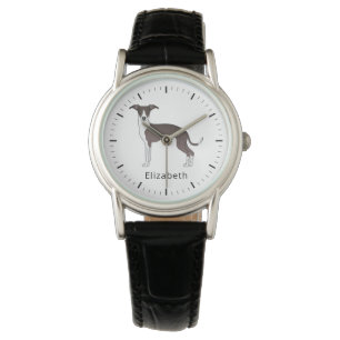 Reloj De Pulsera Sello Y Greyhound Italiano Blanco Con Nombre Perso