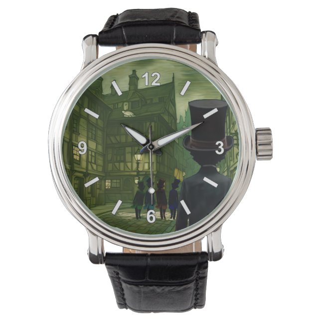 Reloj De Pulsera Señal de caja de madera para caballeros con sombre (Anverso)