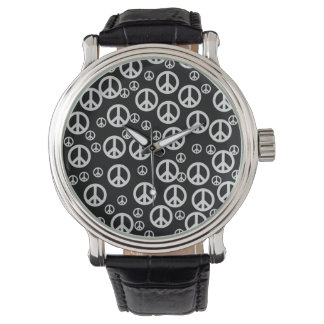 Reloj De Pulsera Señales de paz en blanco y negro