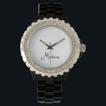Reloj De Pulsera Sencillamente elegante Diamante de imitación negro<br><div class="desc">Sencillamente Elegante Diamante de imitación Negro Personalizado Watch Perfecto regalo para mamá,  novia o esposa - un hermoso reloj de pulsera negro con brillantes diamantes de imitación. Para paseos casuales o una noche fuera,  este reloj se puede usar a cualquier hora del día para cualquier ocasión.</div>