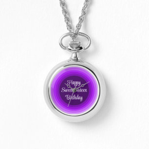 Reloj De Pulsera Sencillo dulce feliz 16 cumpleaños arcoiris morado