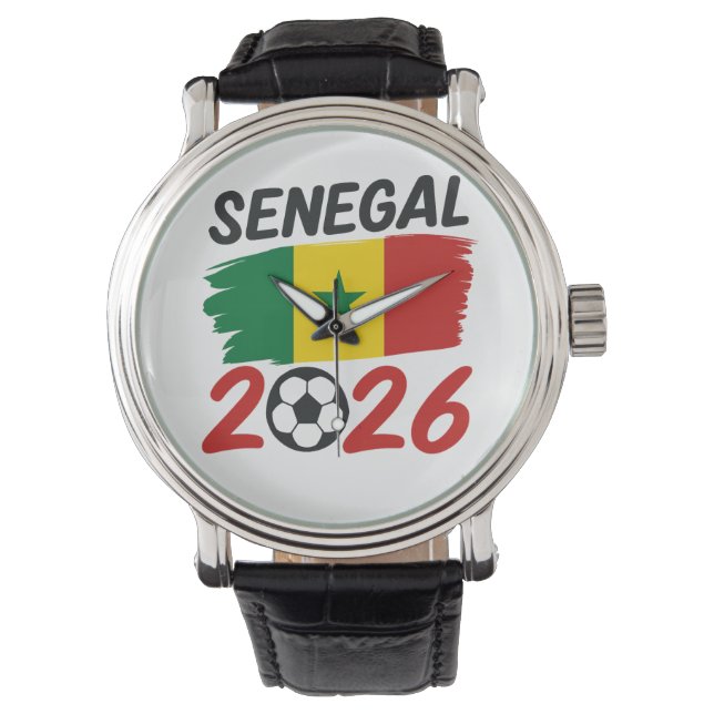 Reloj De Pulsera Senegal 2026 Soccer Fan Design with Star Football (Anverso)