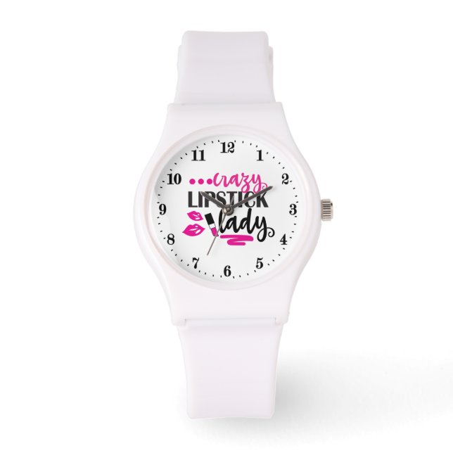 Reloj De Pulsera Señora del lápiz labial loco divertida  (Anverso)