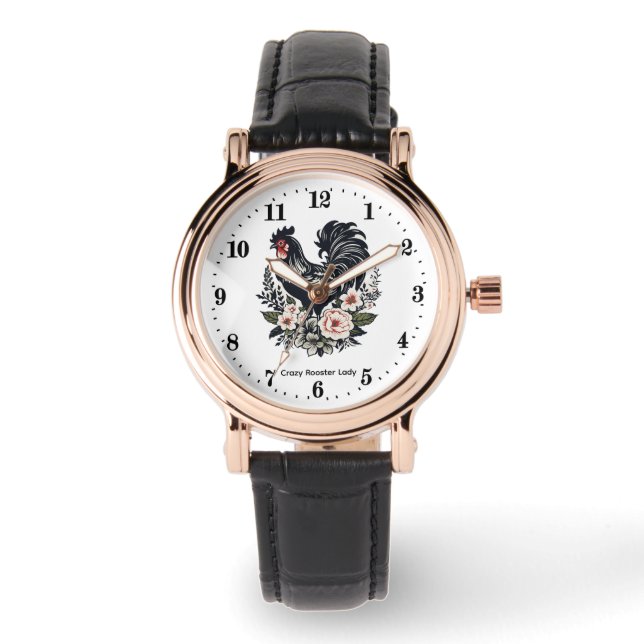 Reloj De Pulsera Señora gallo loca linda personalizable (Anverso)