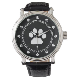 Reloj De Pulsera Señora loca Paw Print del gato