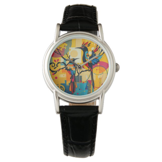 Reloj De Pulsera Señoras Art Deco Bird Resumen Watch (Anverso)