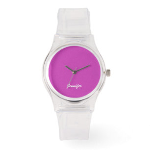 Reloj De Pulsera Señoras de rosa caliente y morado muñeca de nombre