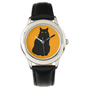 Reloj De Pulsera Sentada de la silueta del gato negro