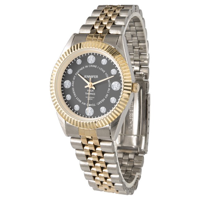 Reloj De Pulsera Sentimental de Personalizado de diamantes negros d (Angular)