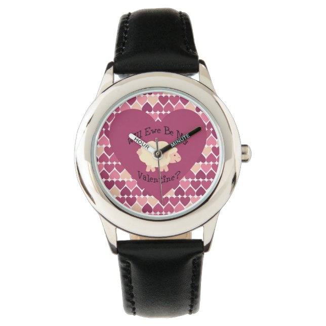 Reloj De Pulsera ¿Seremos Mi San Valentín? Fondo del corazón (Anverso)