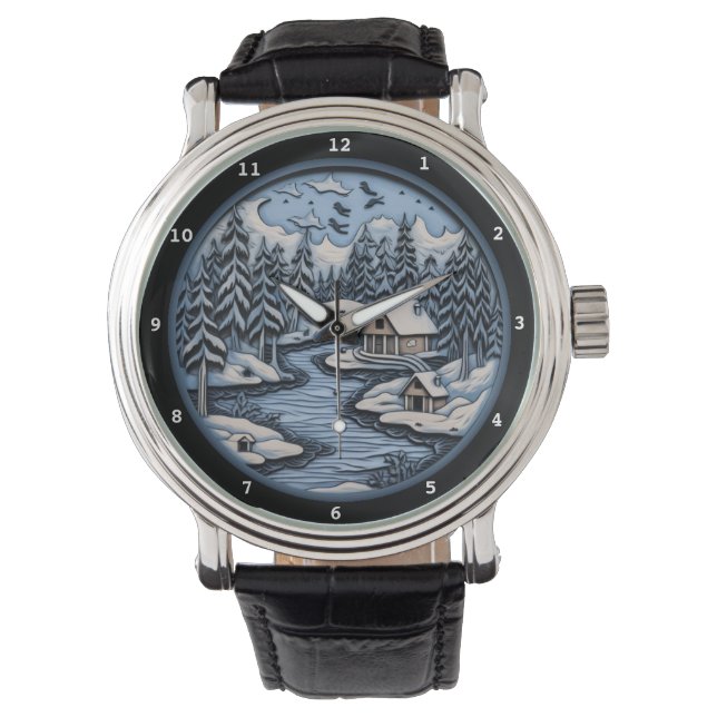 Reloj De Pulsera Serene Winter Cabin by Frosty River (Anverso)