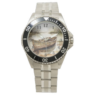 Reloj De Pulsera Serenidad Rusa: Barco de Madera Weathered