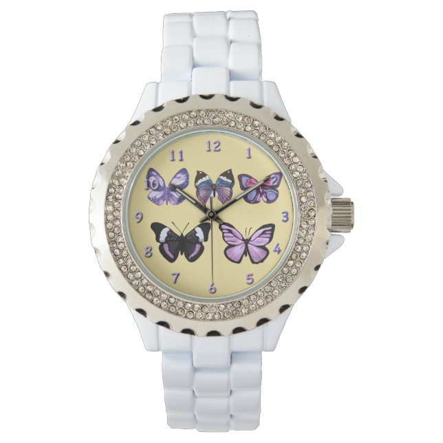 Reloj De Pulsera Serie de mariposas púrpura (Anverso)