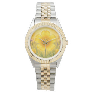 Reloj De Pulsera Serie Radiantes Pétalos - Botón de Oro