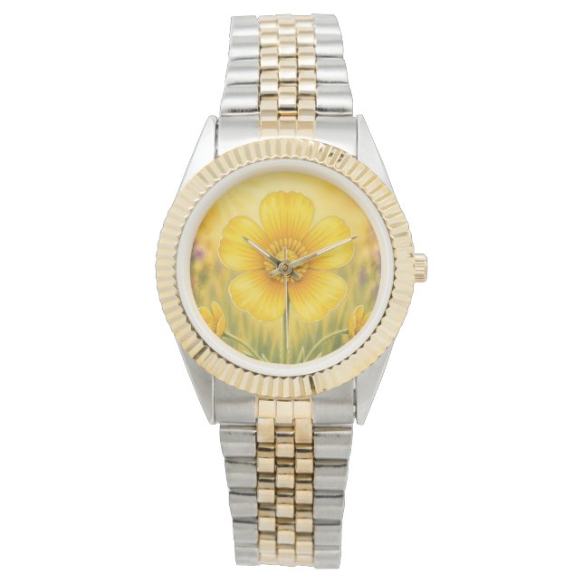 Reloj De Pulsera Serie Radiantes Pétalos - Botón de Oro (Anverso)