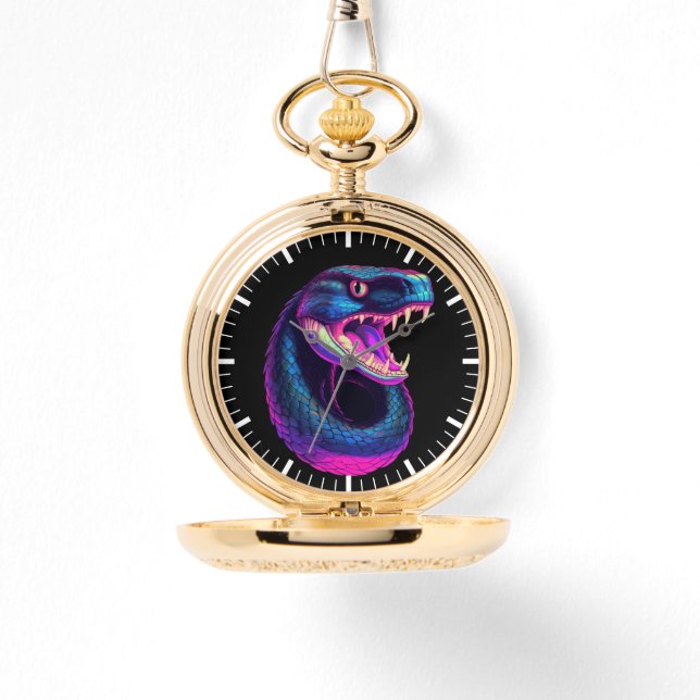 Reloj De Pulsera Serpiente Cobra en estilo estético vaporwave (Anverso)