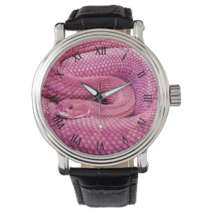 Reloj De Pulsera Serpiente de cascabel rosada del basilisco