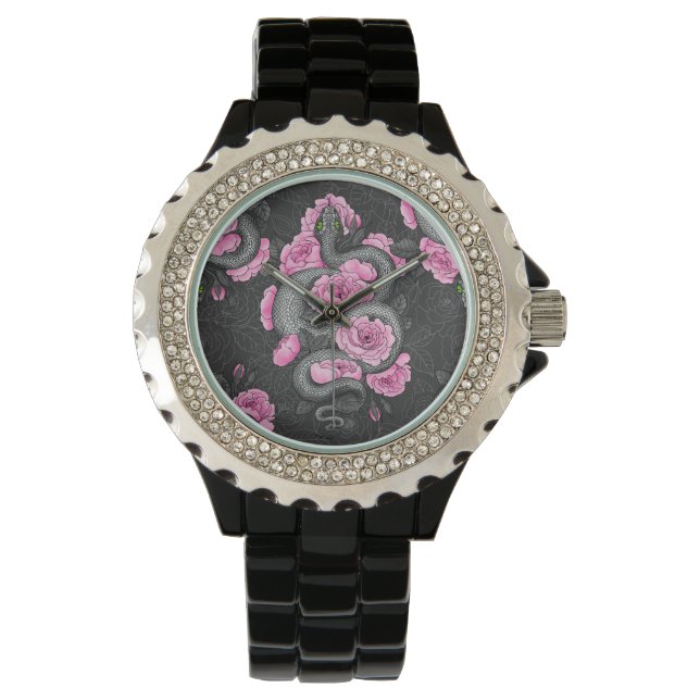 Reloj De Pulsera Serpientes y rosas rosas rosas (Anverso)
