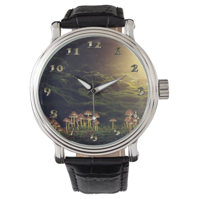 Reloj De Pulsera Setas silvestres maduras en el bosque (Anverso)