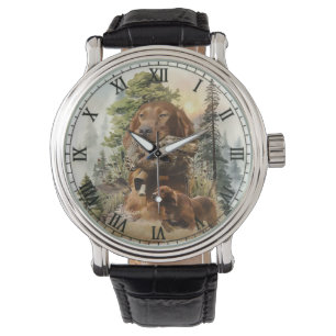 Reloj De Pulsera Setter irlandés, caza de Woodcock, arte