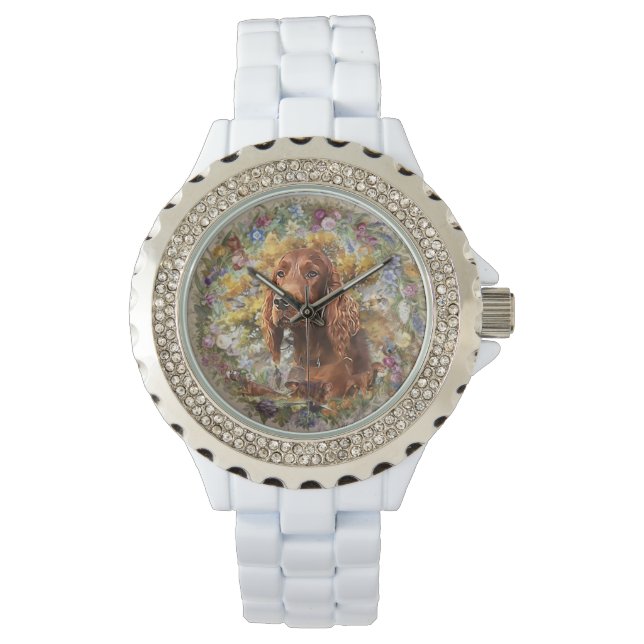 Reloj De Pulsera Setter irlandés - Perro de pájaro ultravioleta (Anverso)