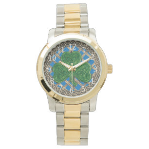 Reloj De Pulsera Shamrock azul en nudos celtas mira