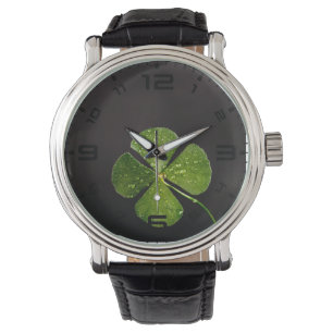 Reloj De Pulsera Shamrock irlandés Four Leaks Clover Watch