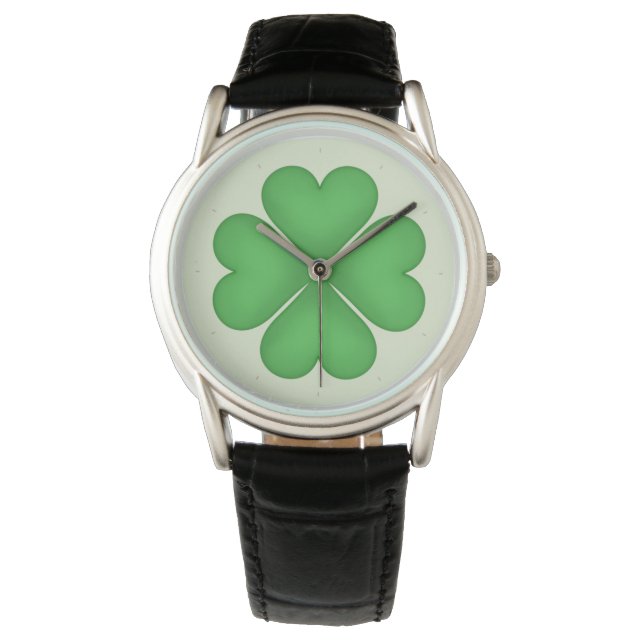 Reloj De Pulsera Shamrock leaf Clover Hearts patrón (Anverso)