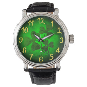 Reloj De Pulsera Shamrock/trébol verde irlandés, brillo verde irlan