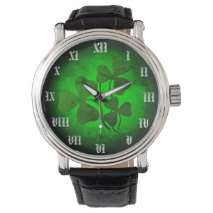 Reloj De Pulsera Shamrock/trébol verde irlandés, brillo verde irlan