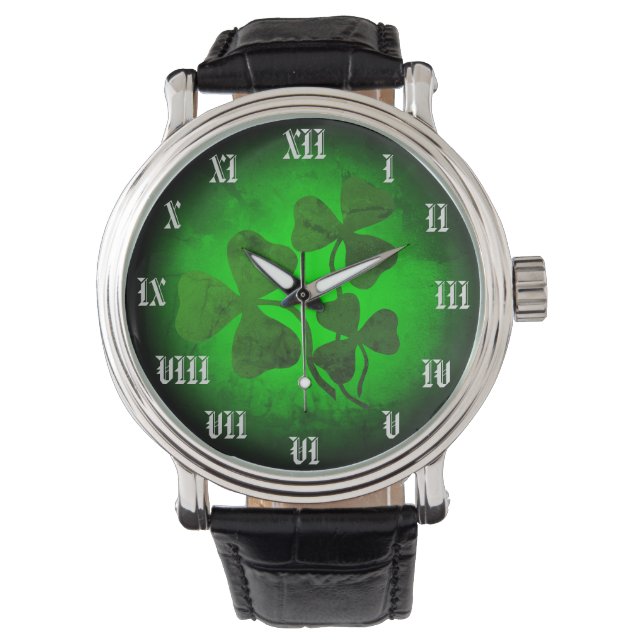 Reloj De Pulsera Shamrock/trébol verde irlandés, brillo verde irlan (Anverso)