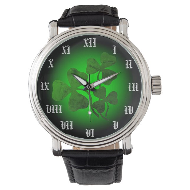 Reloj De Pulsera Shamrock/trébol verde irlandés, brillo verde irlan (Anverso)