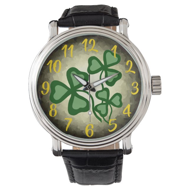 Reloj De Pulsera Shamrock/trébol verde irlandés, Irlanda, rojo (Anverso)