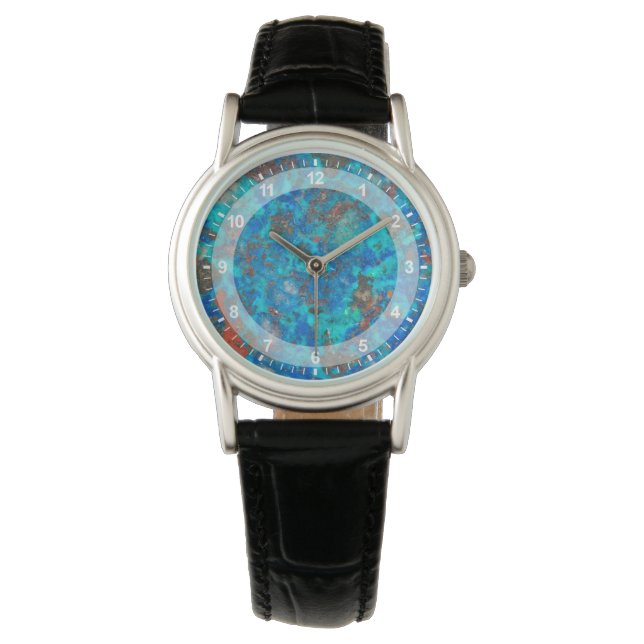 Reloj De Pulsera Shattuckita azul con patrón (Anverso)