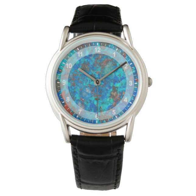 Reloj De Pulsera Shattuckita azul con patrón (Anverso)