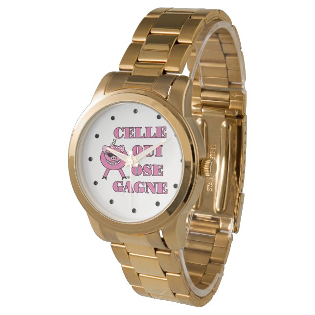 Reloj De Pulsera She Who Dares Wins French Saying Ladies  (Angular)