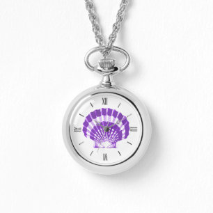 Reloj De Pulsera Shell de vieira - blanco y violeta