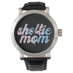 Reloj De Pulsera Sheltie Mom Shetland Sheepdog Tipografía de perros