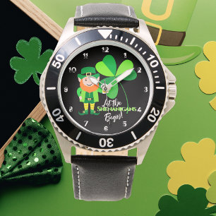 Reloj De Pulsera Shenanigans Leprechaun Shamrock St Patrick números