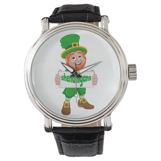 Reloj De Pulsera Shenanigans St. Patrick's Day Leprechaun St Pattys (Anverso)