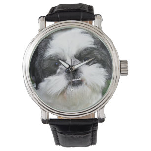 Reloj De Pulsera Shih Tzu blanco y negro