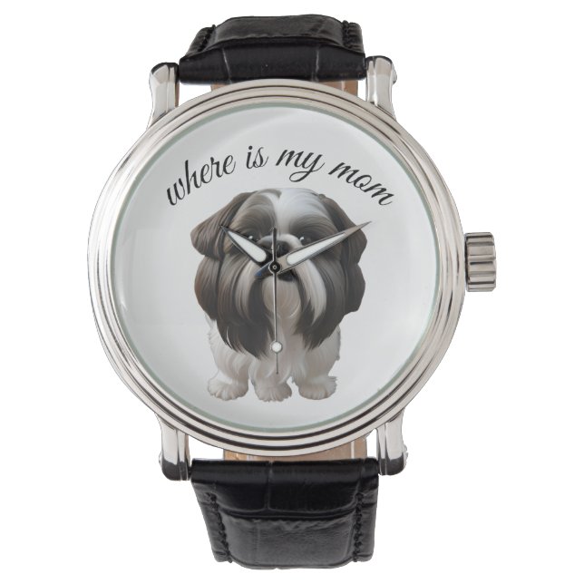 Reloj De Pulsera Shih Tzu - ¿Dónde Está Mi Mamá? (Anverso)