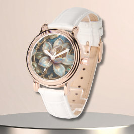 Reloj De Pulsera Shimmery Cloisonné Magnolia Botanical Art 