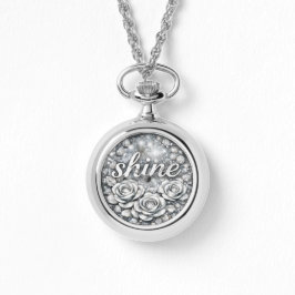 Reloj De Pulsera Shine Silver Floral Necklace
