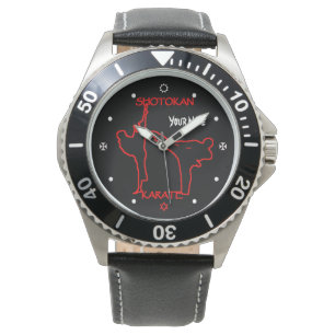 Reloj De Pulsera Shotokan Karate Black Belt Custom Name Watch
