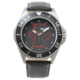 Reloj De Pulsera Shotokan Karate Black Belt Custom Name Watch